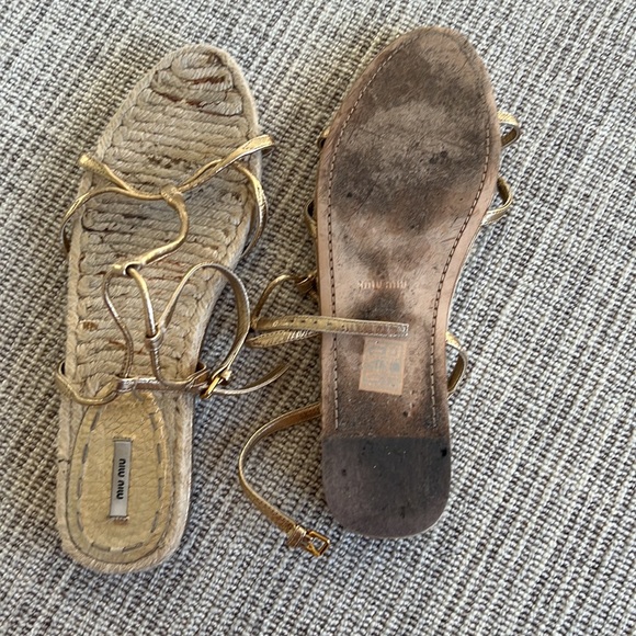 Miu Miu Gold Sandals Size 39 - Picture 3 of 3
